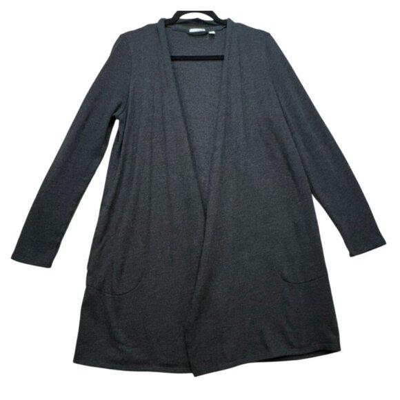 Pure Jill Womens Open Front Cardigan Sweater Size S Charcoal Gray Pockets - Picture 1 of 10